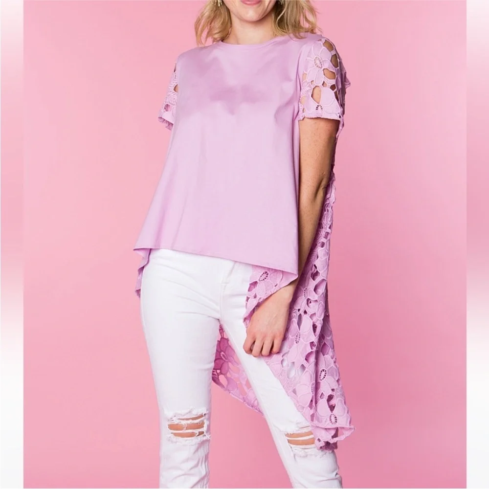 NWT CROSBY by Mollie Burch | Rock Star Print  Shawna Hi-Low Top -Sz S - Picture 10 of 11